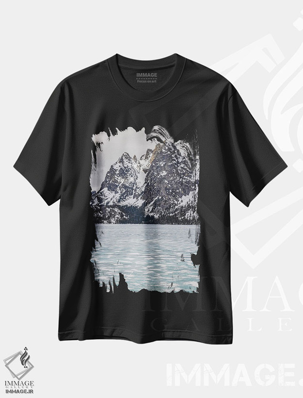 تیشرت طرح دار دریاچه یخ زده کوه های بزرگ تیتون، مدیوم اثر الکس جی پرز | فروشگاه ایماژ