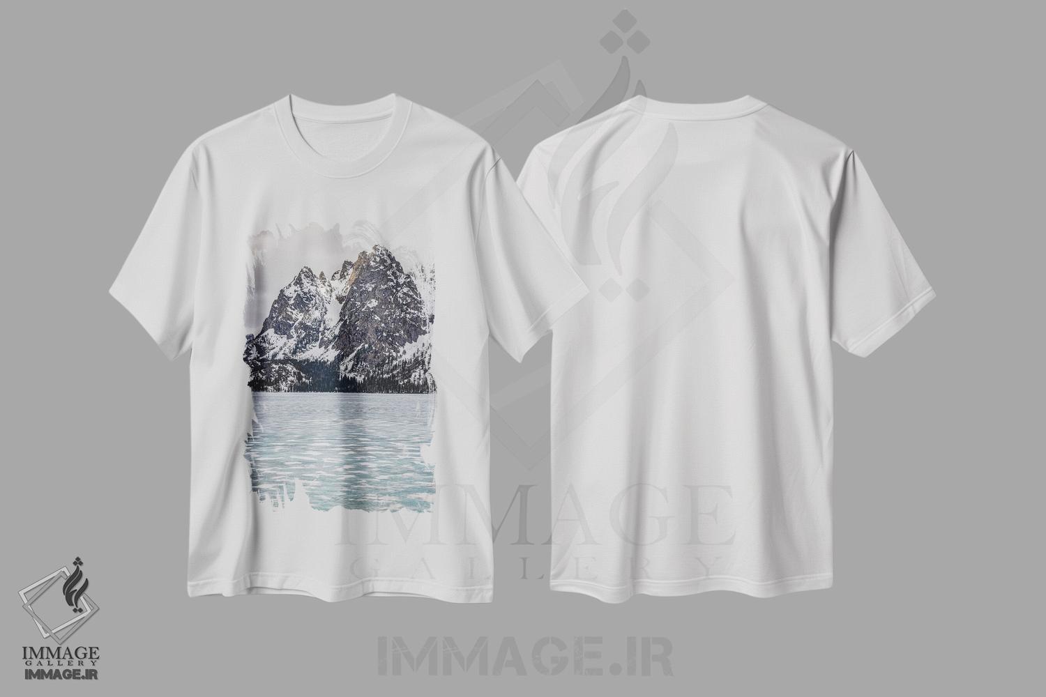 تیشرت طرح دار دریاچه یخ زده کوه های بزرگ تیتون، مدیوم اثر الکس جی پرز | immage.ir