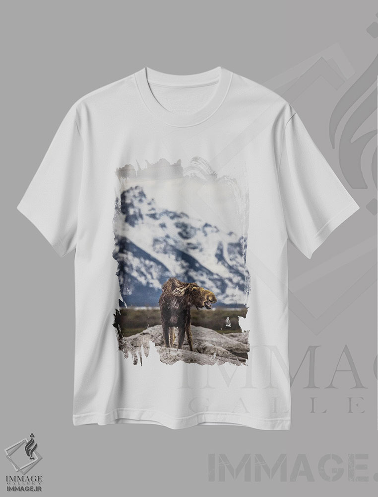 تیشرت طرح دار گوزن بزرگ تیتون، مدیوم اثر الکس جی پرز | immage.ir