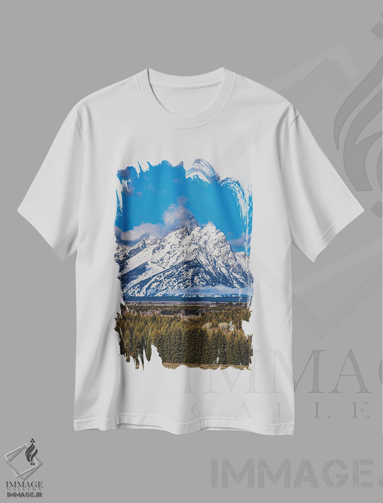 تیشرت طرح دار رشته کوه های بزرگ تیتون، مدیوم اثر الکس جی پرز | immage.ir