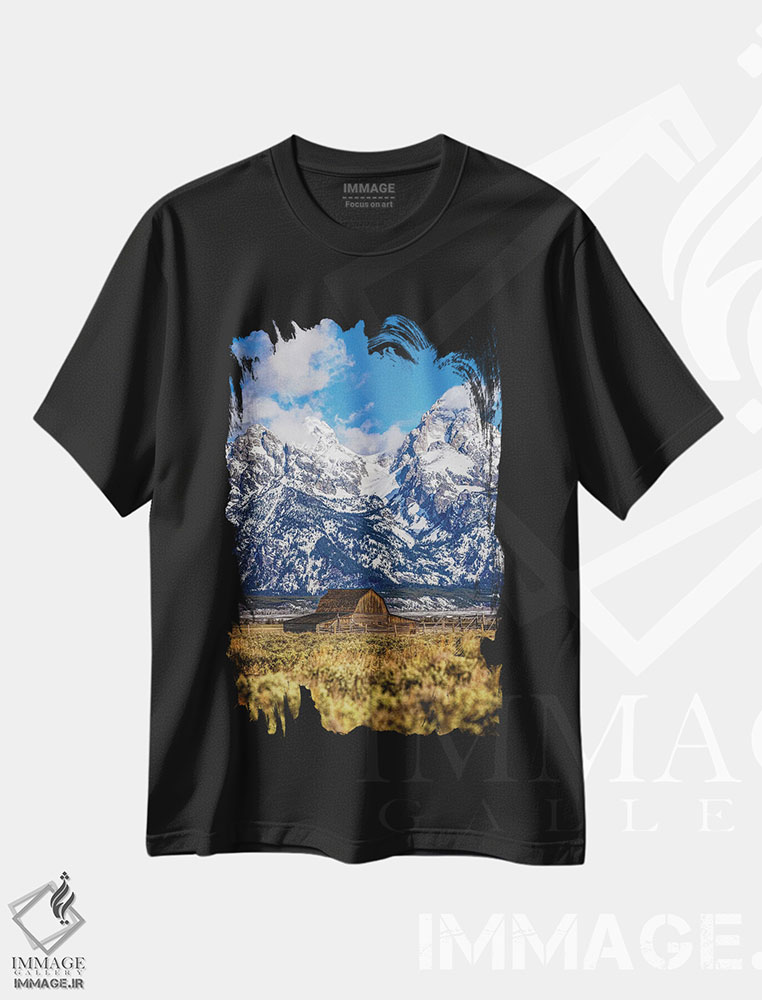 تیشرت طرح دار رشته کوه های بزرگ تیتون، مدیوم اثر الکس جی پرز | فروشگاه ایماژ