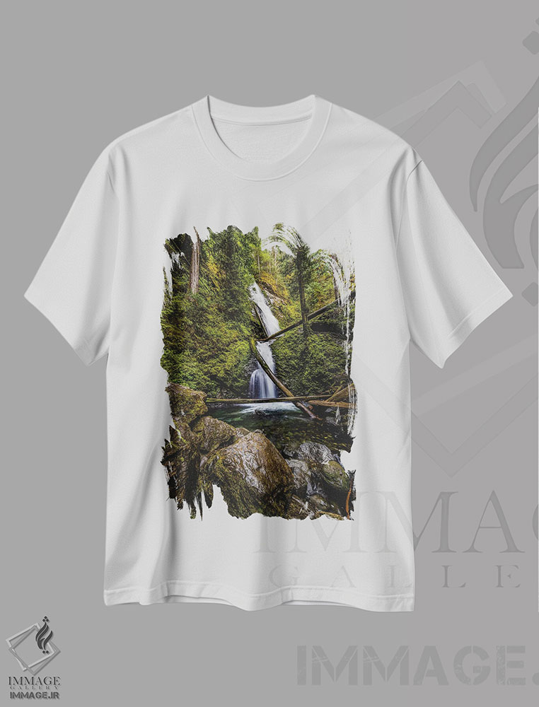 تیشرت طرح دار آبشار جنگلی پارک ملی المپیک شماره ۳، مدیوم اثر الکس جی پرز | immage.ir