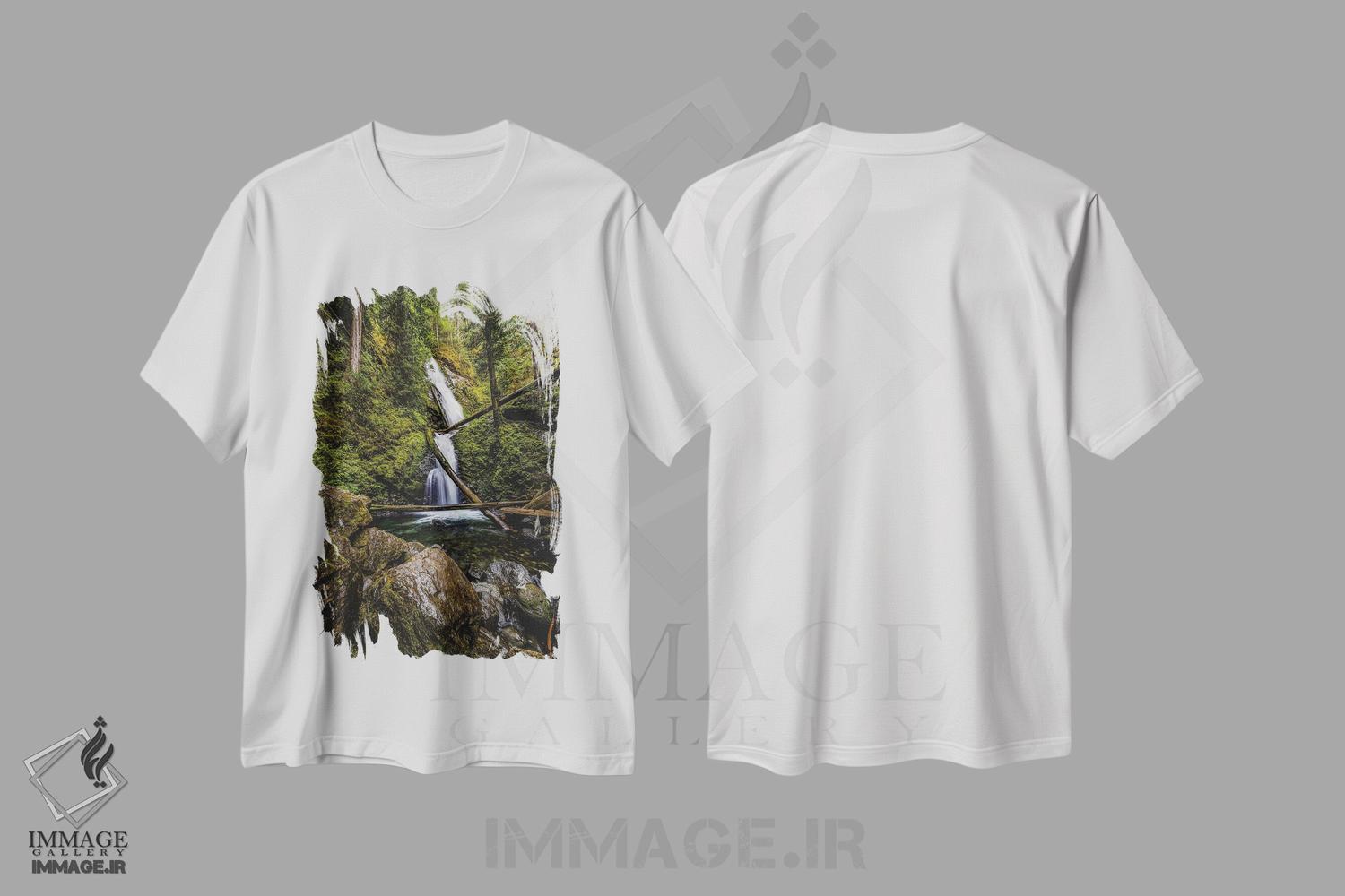 تیشرت طرح دار آبشار جنگلی پارک ملی المپیک شماره ۳، مدیوم اثر الکس جی پرز | immage.ir