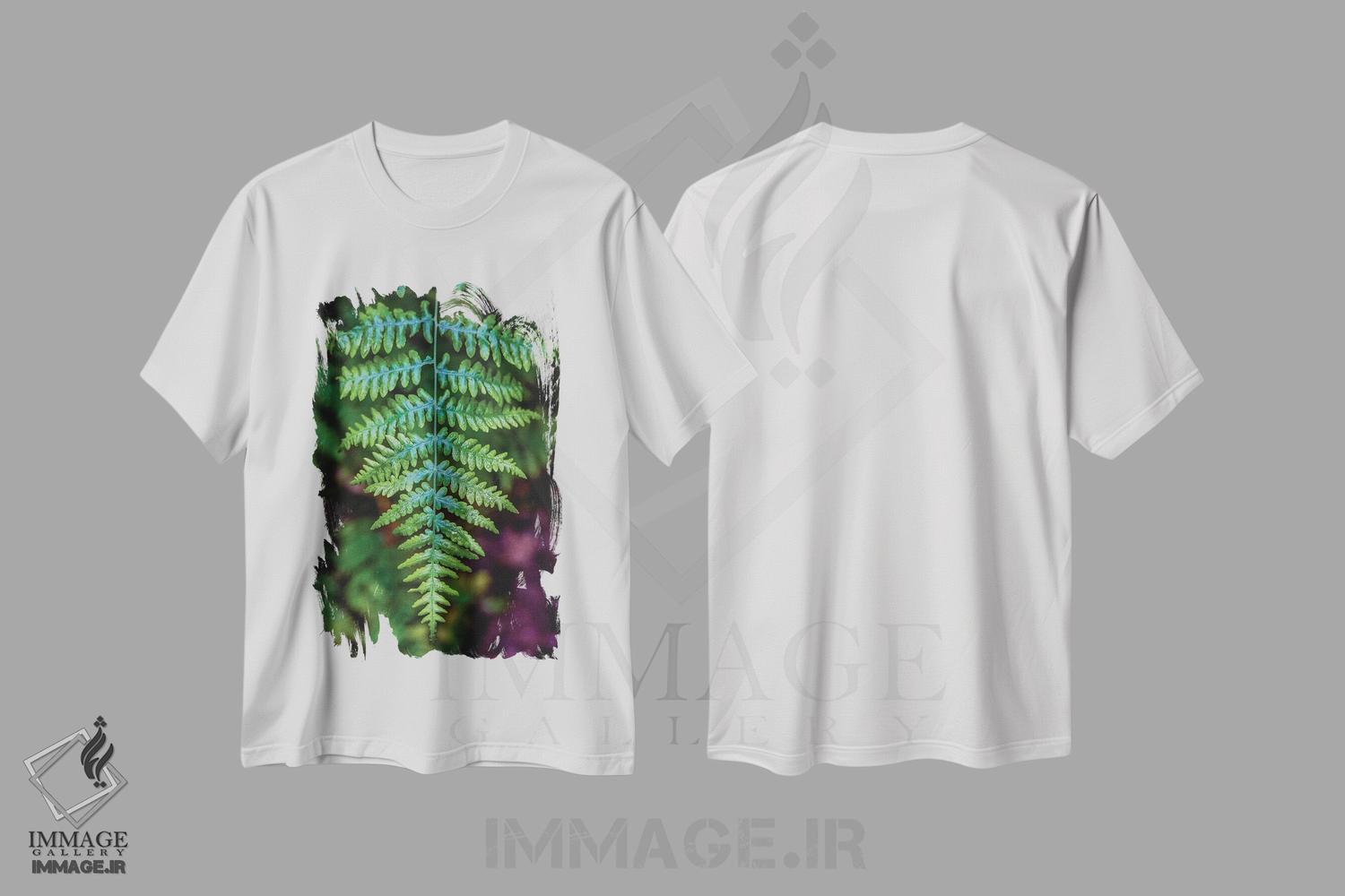 تیشرت طرح دار برگ سبز جنگل پارک ملی المپیک شماره ۳، عکاسی ماکرو اثر الکس جی پرز | immage.ir