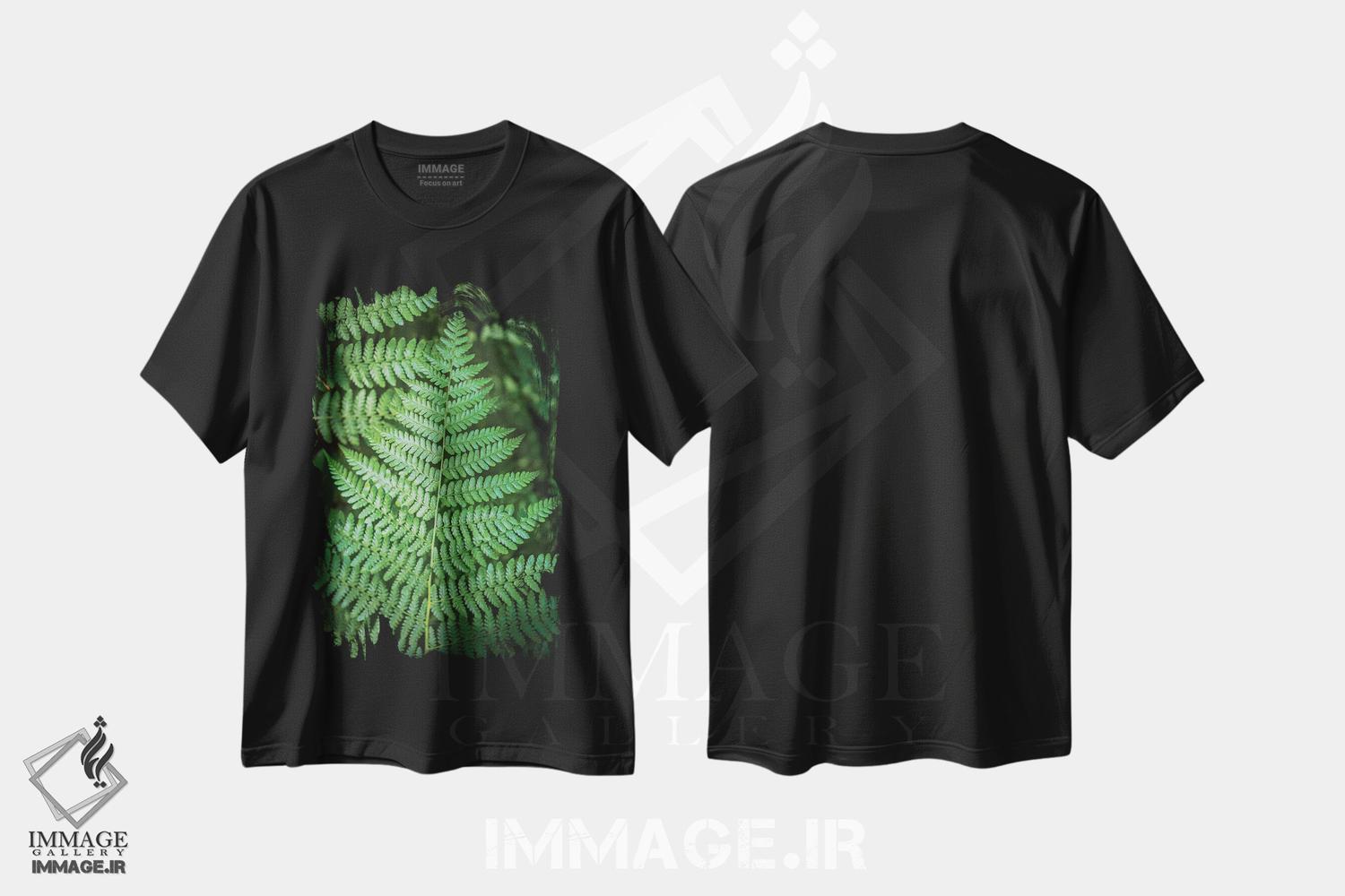 تیشرت طرح دار برگ سبز جنگل پارک ملی المپیک شماره ۱، عکاسی ماکرو اثر الکس جی پرز | فروشگاه ایماژ