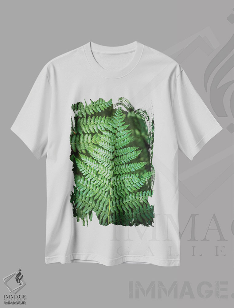 تیشرت طرح دار برگ سبز جنگل پارک ملی المپیک شماره ۱، عکاسی ماکرو اثر الکس جی پرز | immage.ir