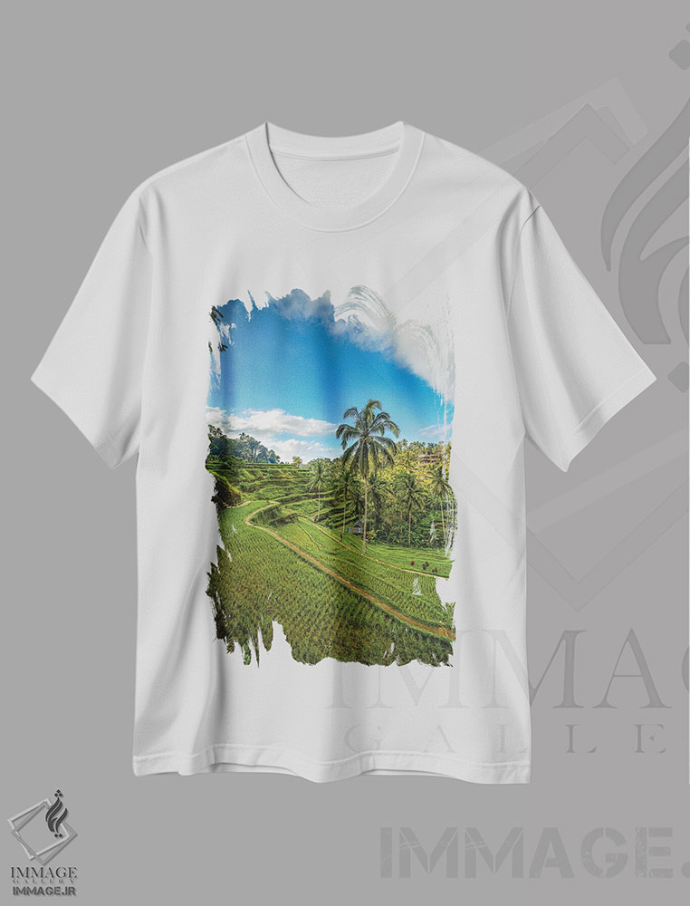 تیشرت طرح دار تراس برنج موپو در بالی اندونزی شماره ۳، مدیوم اثر الکس جی پرز | immage.ir