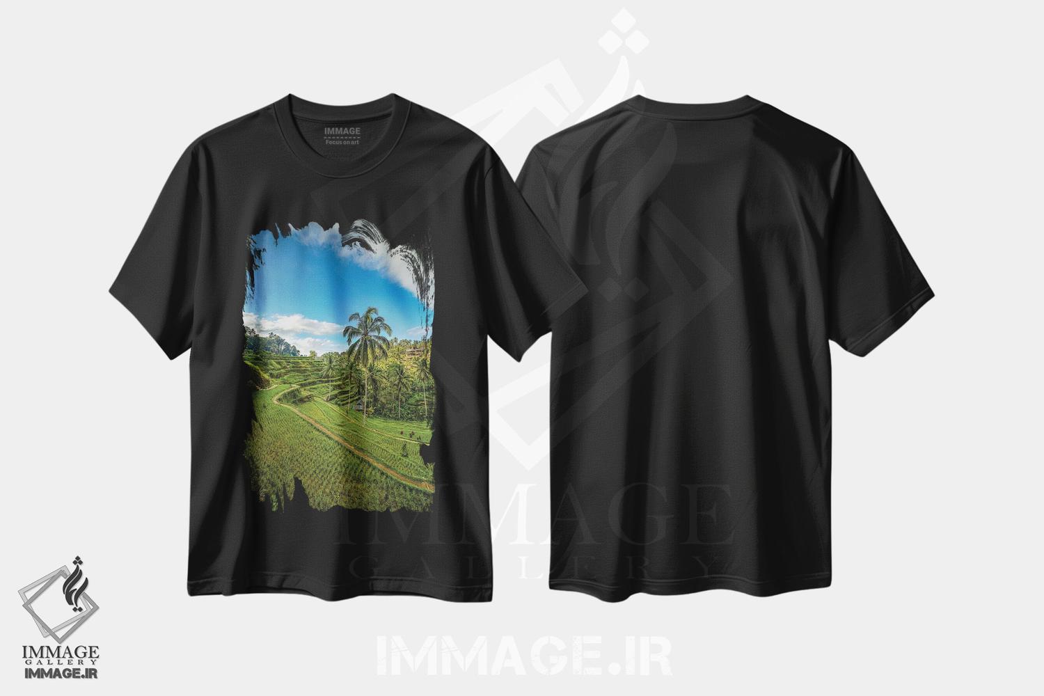 تیشرت طرح دار تراس برنج موپو در بالی اندونزی شماره ۳، مدیوم اثر الکس جی پرز | فروشگاه ایماژ