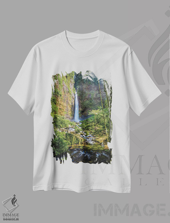 تیشرت طرح دار آبشار پنهان کاپاس اندونزی شماره ۱، مدیوم اثر الکس جی پرز | immage.ir