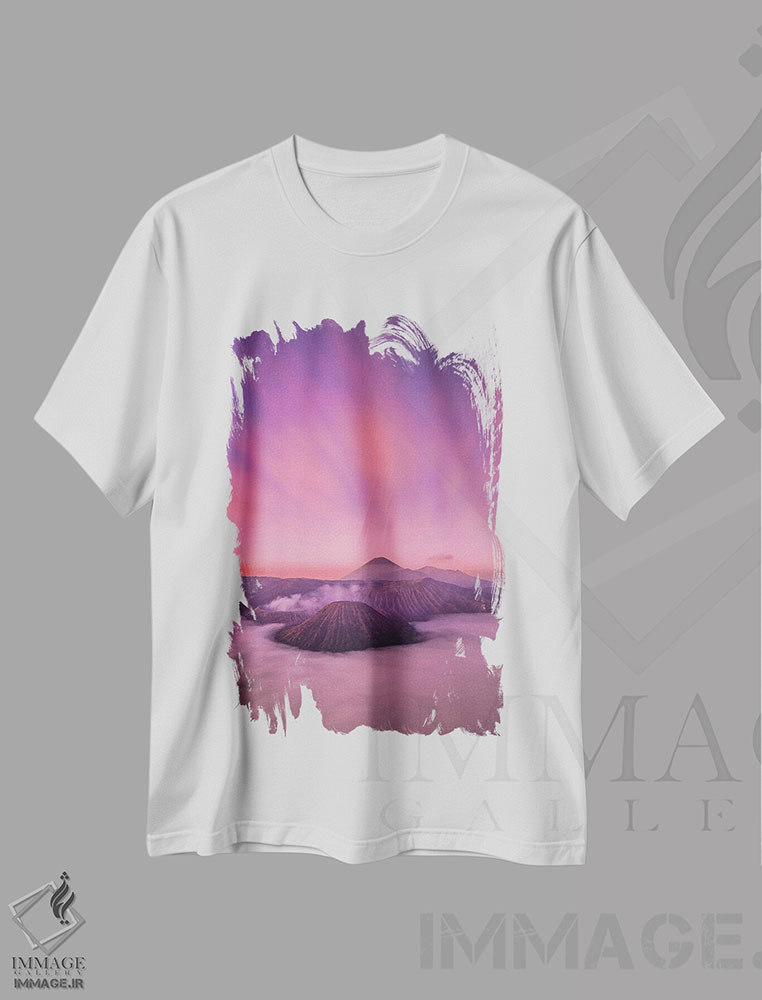 تیشرت طرح دار طلوع آفتاب آتشفشان برومو اندونزی شماره ۲، مدیوم اثر الکس جی پرز | immage.ir