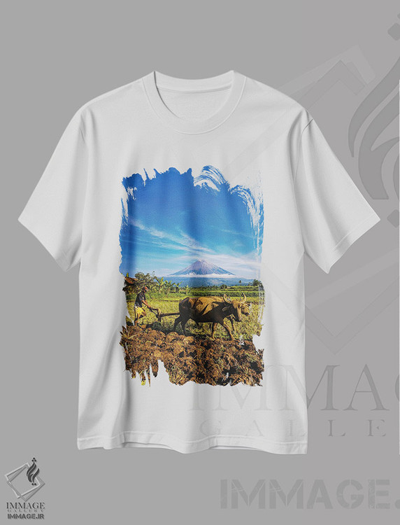تیشرت طرح دار مزرعه برنج تراس دار اندونزی شماره ۴، مدیوم اثر الکس جی پرز | immage.ir
