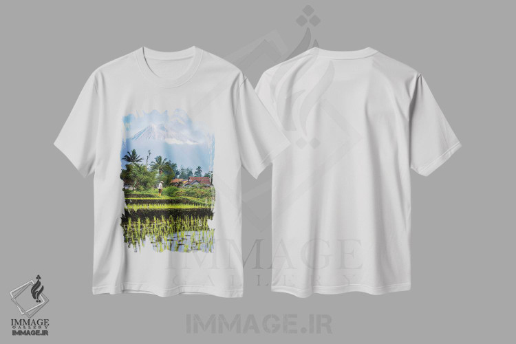 تیشرت طرح دار مزرعه برنج تراس دار اندونزی شماره ۳، مدیوم اثر الکس جی پرز | immage.ir