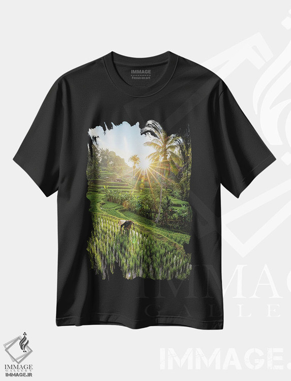 تیشرت طرح دار کشاورز برنج تراس دار اندونزی شماره ۲، مدیوم اثر الکس جی پرز | فروشگاه ایماژ