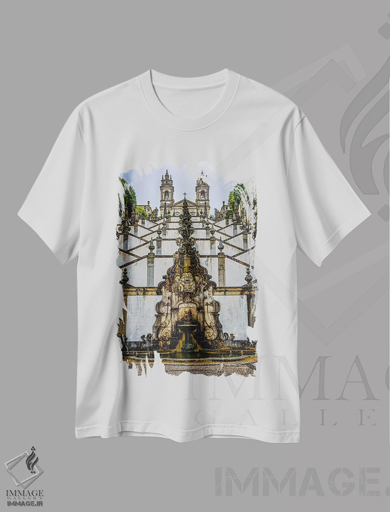 تیشرت طرح دار آب نمای بوم ژزوس دو مونته، مدیوم اثر الکس جی پرز | immage.ir