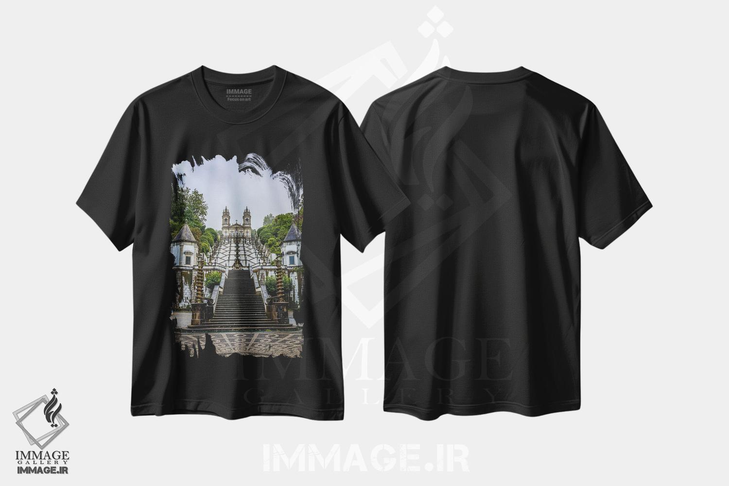 تیشرت طرح دار پله های بوم ژزوس دو مونته شماره ۱، مدیوم اثر الکس جی پرز | فروشگاه ایماژ