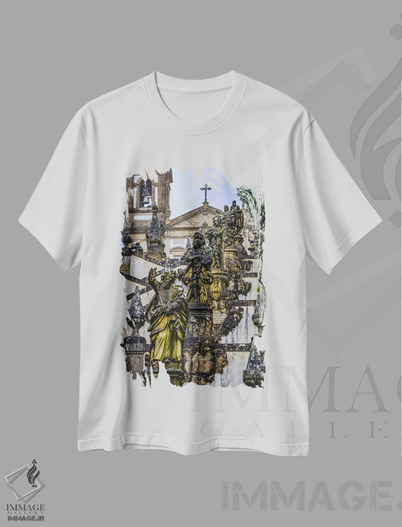 تیشرت طرح دار تندیس های بوم ژزوس دو مونته، مدیوم اثر الکس جی پرز | immage.ir