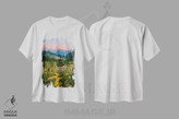 تیشرت طرح دار طلوع آفتاب و گل های وحشی کوه رینیر، مدیوم اثر الکس جی پرز | immage.ir