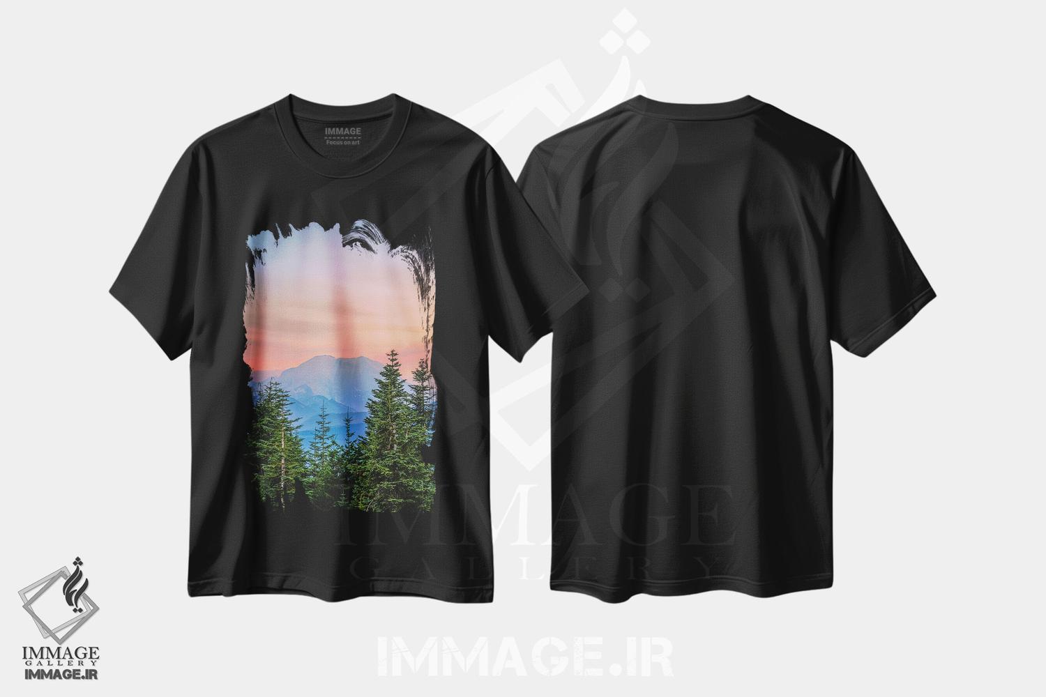 تیشرت طرح دار نمای غروب کوه رینیر، مدیوم اثر الکس جی پرز | فروشگاه ایماژ