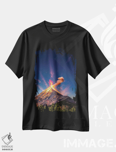 تیشرت طرح دار غروب فوران آتشفشان فویگو در گواتمالا، مدیوم اثر الکس جی پرز | فروشگاه ایماژ