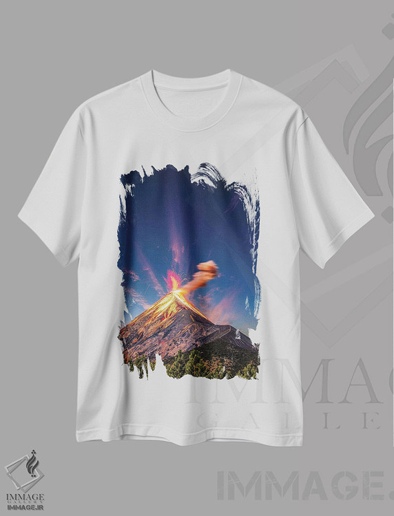 تیشرت طرح دار غروب فوران آتشفشان فویگو در گواتمالا، مدیوم اثر الکس جی پرز | immage.ir