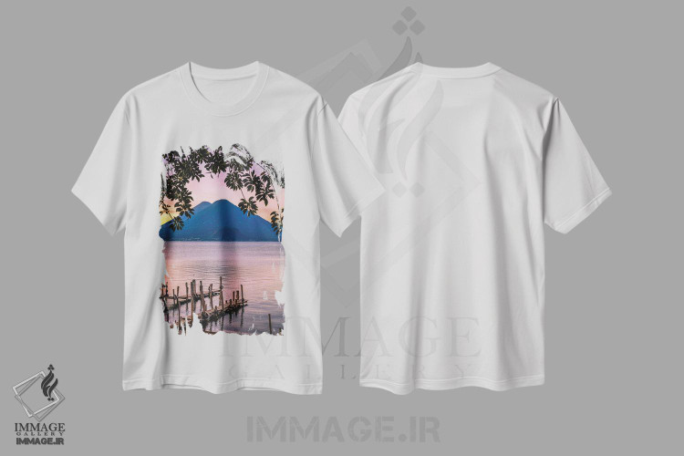 تیشرت طرح دار طلوع آفتاب آتشفشان دریاچه آتیتلان، گواتمالا اثر الکس جی پرز | immage.ir
