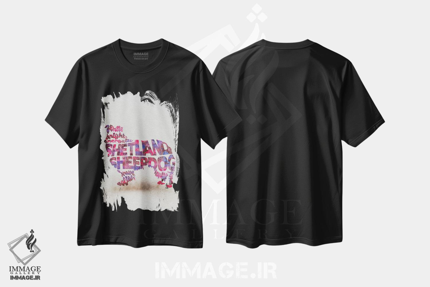 تیشرت طرح دار شتلند شیپ داگ، هنر دیجیتال اثر آیشه دنیز آکِرمان | فروشگاه ایماژ