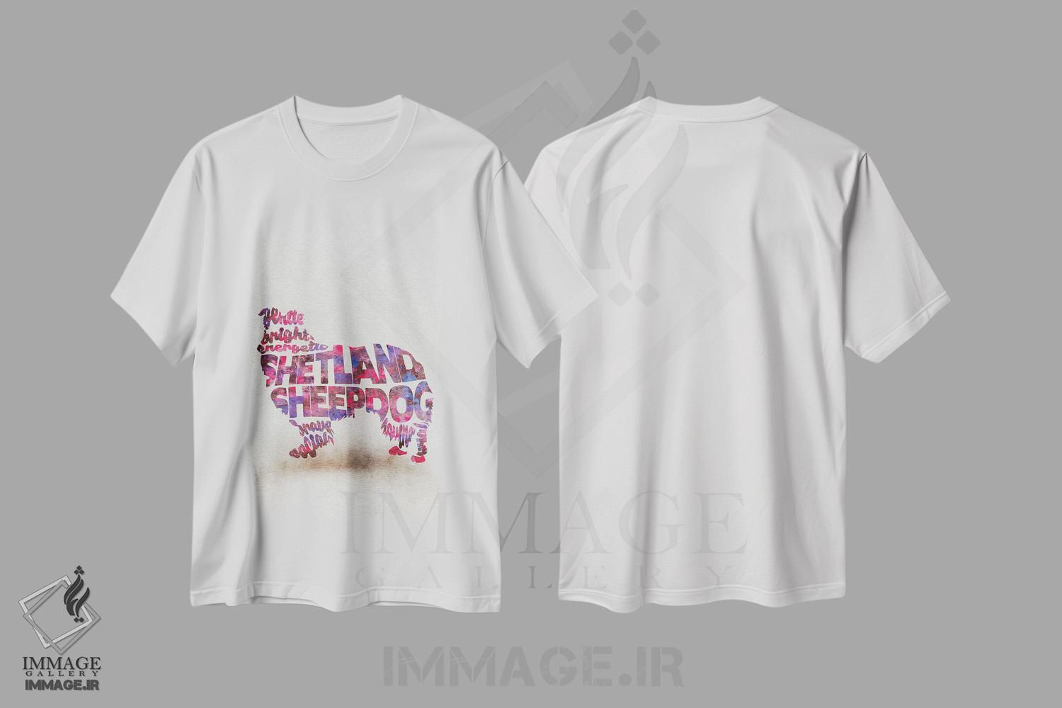 تیشرت طرح دار شتلند شیپ داگ، هنر دیجیتال اثر آیشه دنیز آکِرمان | immage.ir