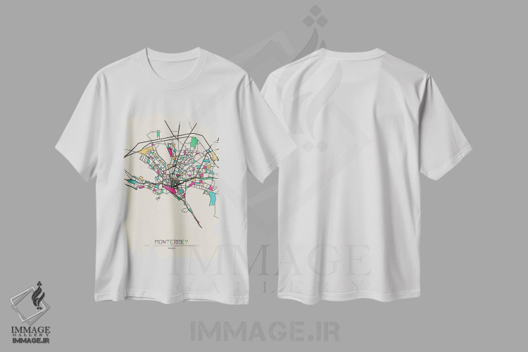 تیشرت طرح دار نقشهٔ مونتری، مکزیک، هنر دیجیتال اثر آیشه دنیز آکِرمان | immage.ir