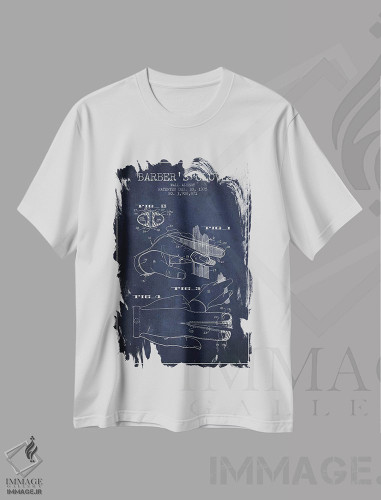 تیشرت طرح دار نقشه پتنت دستکش آرایشگری، وینتیج و رترو اثر پیکسل کهنه | فروشگاه ایماژ