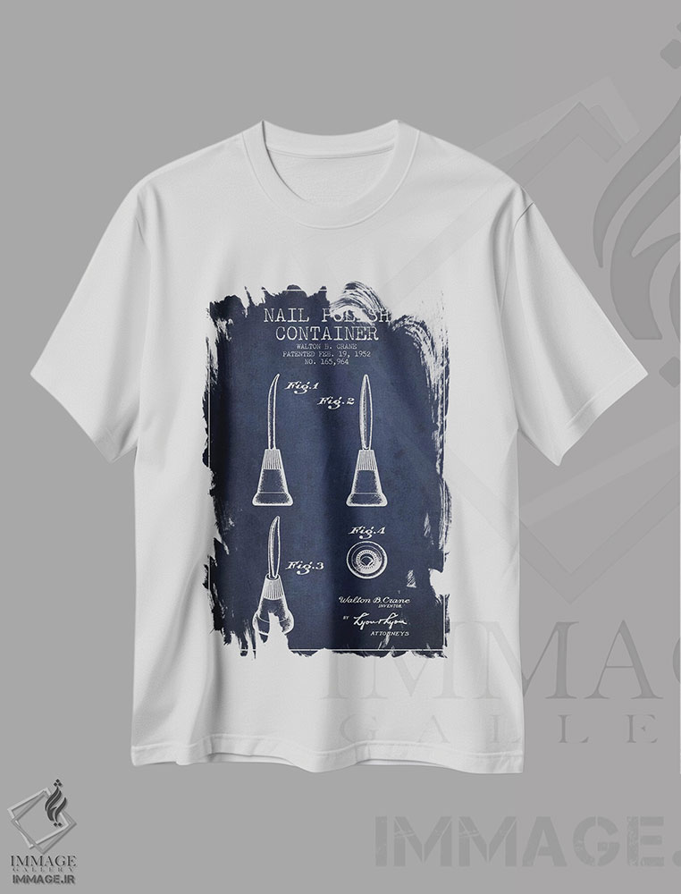 تیشرت طرح دار نقشه طرح اختراع لاک ناخن ظرفی، وینتیج و رترو اثر پیکسل کهنه | immage.ir