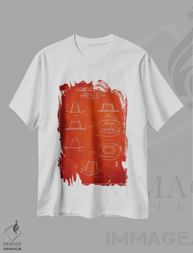 تیشرت طرح دار طرح پتنت کلاه کابویی، وینتیج و رترو اثر پیکسل کهنه | فروشگاه ایماژ