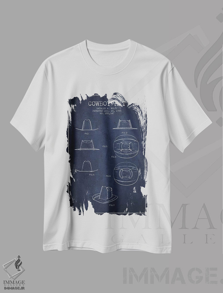 تیشرت طرح دار طرح پتنت کلاه کابویی، تزئینی اثر پیکسل کهنه | immage.ir