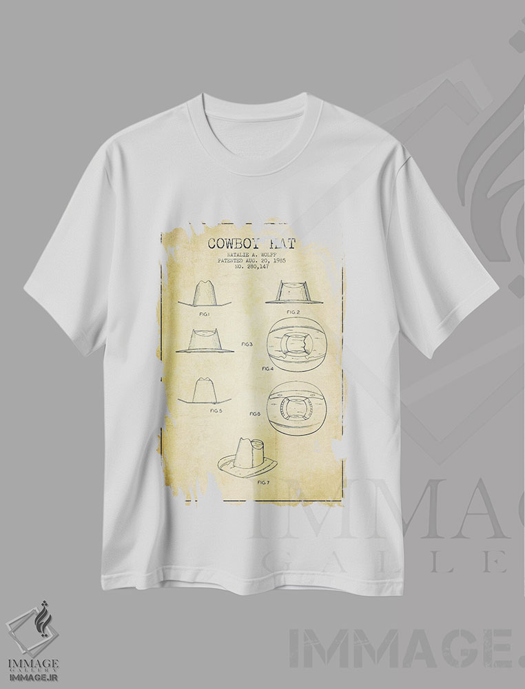 تیشرت طرح دار طرح پتنت کلاه کابویی قدیمی، تزئینی اثر پیکسل کهنه | immage.ir