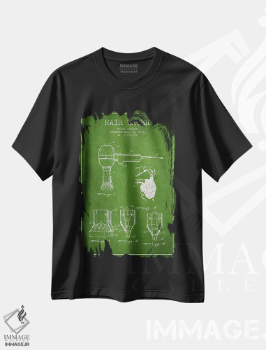 تیشرت طرح دار نقشهٔ ثبت اختراع سشوار، وینتیج و رترو اثر پیکسل کهنه | فروشگاه ایماژ