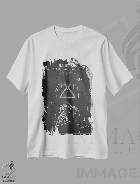 تیشرت طرح دار طرح حق ثبت اختراع کیف دستی مشابه، وینتیج و رترو اثر پیکسل کهنه | فروشگاه ایماژ