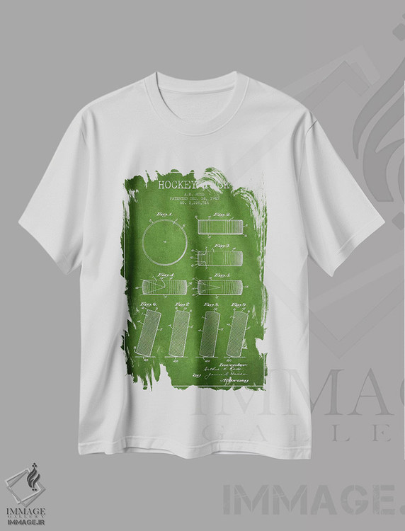 تیشرت طرح دار نقشهٔ ثبت اختراع پک هاکی، وینتیج و رترو اثر پیکسل کهنه | فروشگاه ایماژ