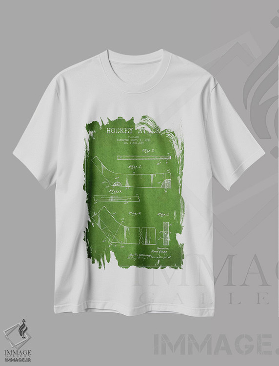 تیشرت طرح دار نقشهٔ ثبت اختراع چوب هاکی، وینتیج و رترو اثر پیکسل کهنه | فروشگاه ایماژ