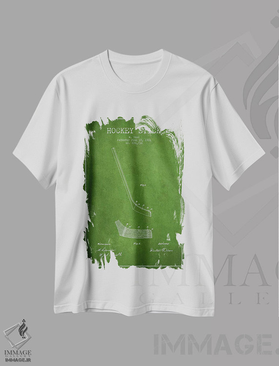 تیشرت طرح دار نقشهٔ ثبت اختراع چوب هاکی، وینتیج و رترو اثر پیکسل کهنه | immage.ir