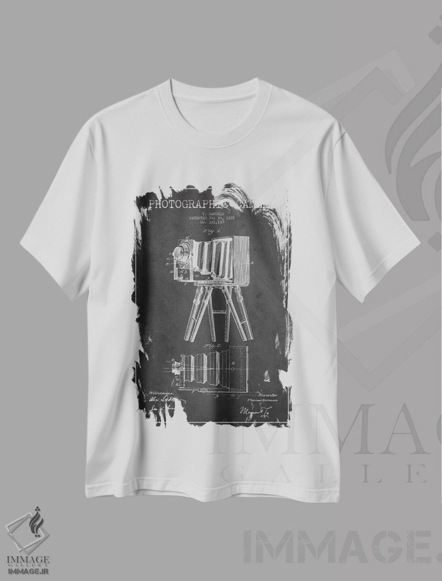 تیشرت طرح دار نقشهٔ اختراع دوربین، وینتیج و رترو اثر پیکسل کهنه | فروشگاه ایماژ