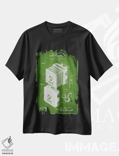 تیشرت طرح دار نقشهٔ اختراع دوربین، وینتیج و رترو اثر پیکسل کهنه | فروشگاه ایماژ