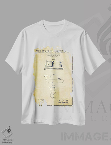 تیشرت طرح دار نقشهٔ اختراع گیرنده تلگراف، وینتیج و رترو اثر پیکسل کهنه | فروشگاه ایماژ
