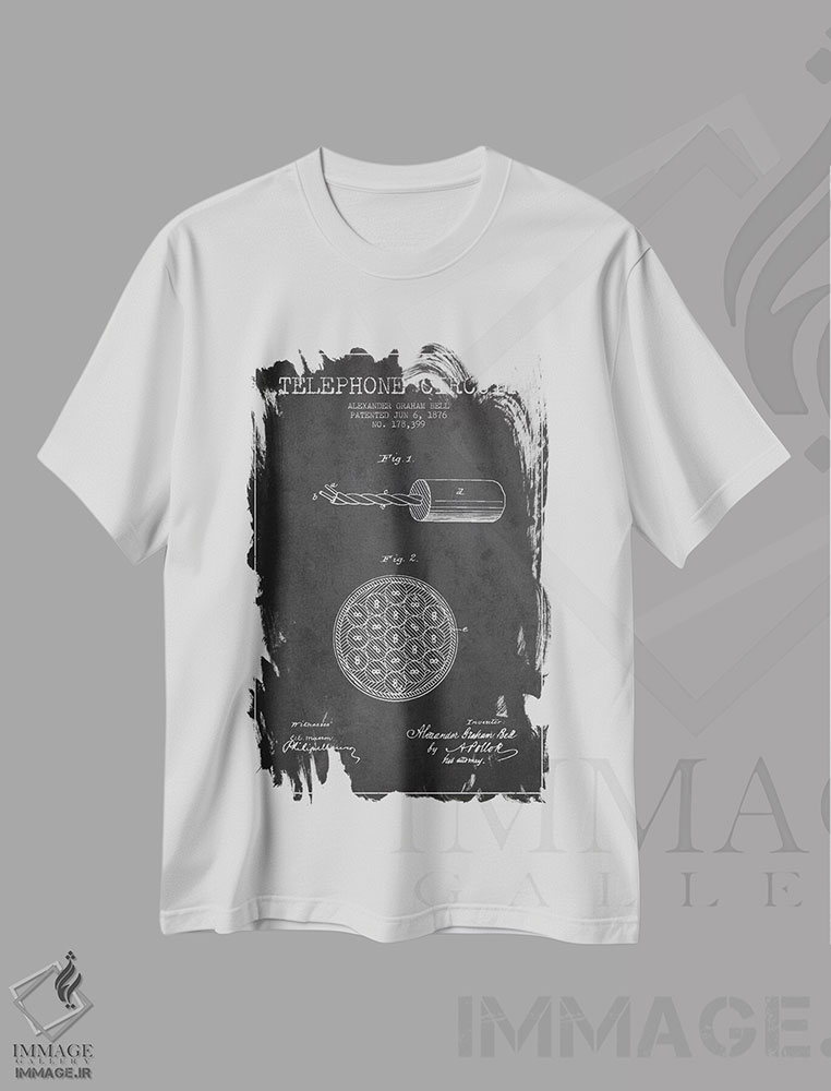 تیشرت طرح دار نقشهٔ اختراع مدار تلفن، وینتیج و رترو اثر پیکسل کهنه | immage.ir