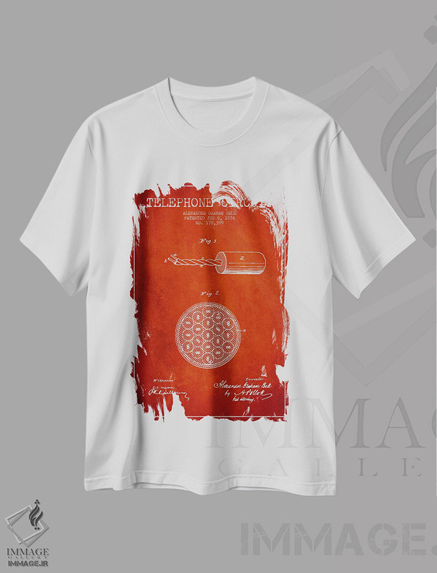 تیشرت طرح دار نقشهٔ اختراع مدار تلفن، وینتیج و رترو اثر پیکسل کهنه | فروشگاه ایماژ