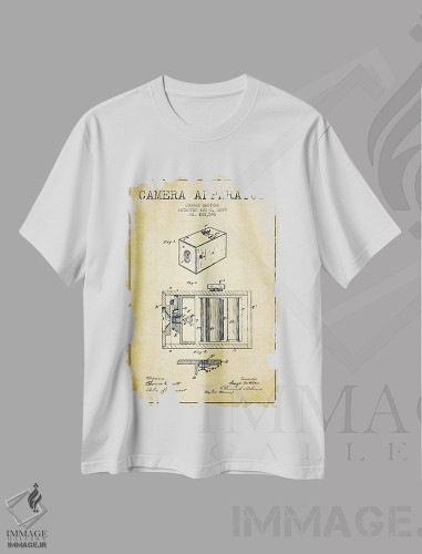 تیشرت طرح دار نقشهٔ اختراع دوربین، وینتیج و رترو اثر پیکسل کهنه | فروشگاه ایماژ