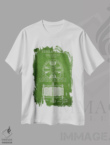 تیشرت طرح دار نقشهٔ اختراع الکتروموتور، وینتیج و رترو اثر پیکسل کهنه | فروشگاه ایماژ