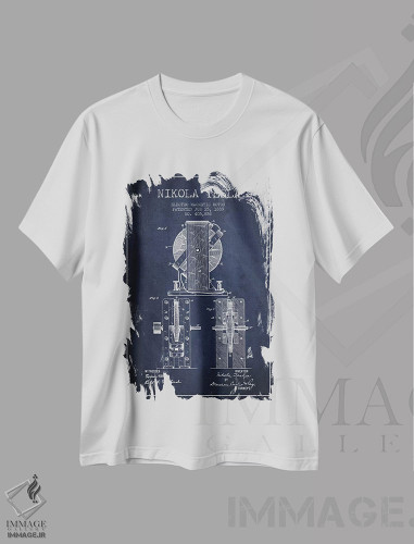 تیشرت طرح دار نقشهٔ اختراع الکتروموتور، وینتیج و رترو اثر پیکسل کهنه | فروشگاه ایماژ