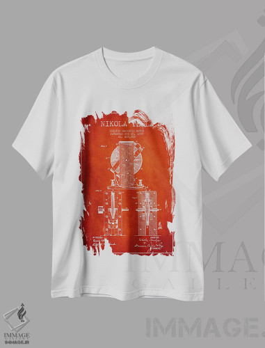 تیشرت طرح دار نقشهٔ اختراع الکتروموتور، وینتیج و رترو اثر پیکسل کهنه | فروشگاه ایماژ