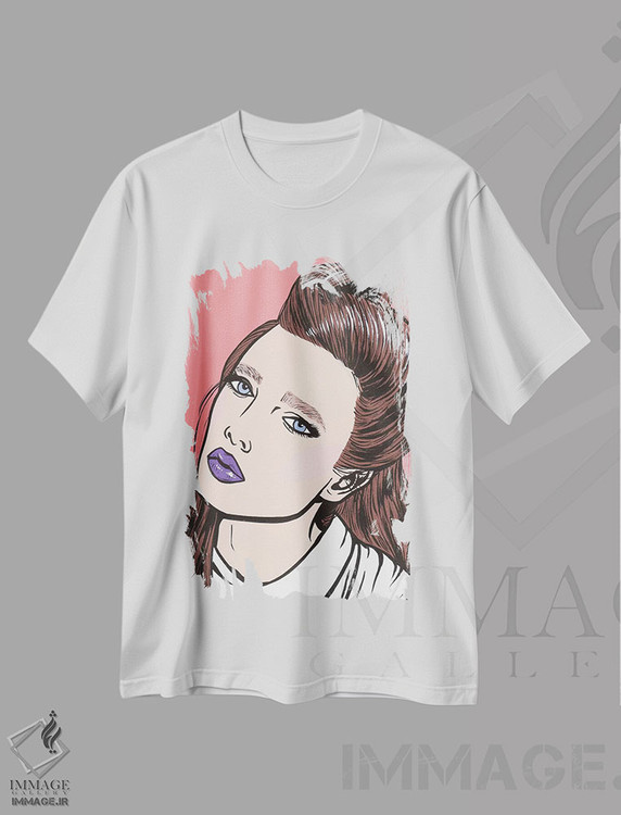 تیشرت طرح دار دختر کمیک سبزه، هنر فاخر معاصر اثر آلیسون گاتچل | immage.ir