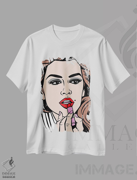 تیشرت طرح دار رژ لب سیندی کرافورد، هنر فاخر معاصر اثر آلیسون گاتچل | immage.ir