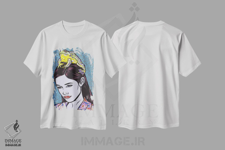 تیشرت طرح دار دختر با قورباغه، هنر فاخر معاصر اثر آلیسون گاتچل | immage.ir